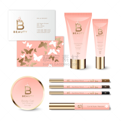 粉色,化妆用品,身份,蝴蝶,英文字母B,分离着色,商务,华丽的,概念