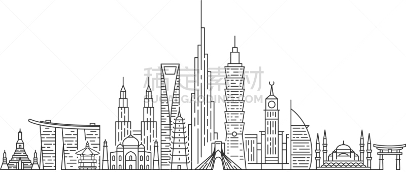 城市天际线,亚洲,背景,伊朗,越南,传统,名声,伊斯坦布尔,泰国,度假