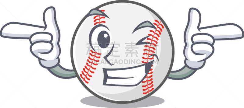 吉祥物,使眼色,棒球,形状,卡通,可爱的,运动,数码图形,围垦,弯曲