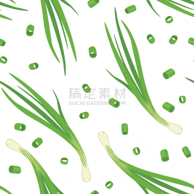 清新,绿色,绘画插图,四方连续纹样,卡通,扁平化设计,细香葱,矢量,切块,切断