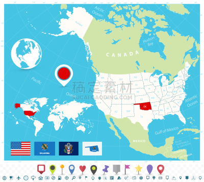 符号,美国,方向,俄克拉荷马,轮廓,商务,灰色,图像,俄克拉荷马州旗,矢量