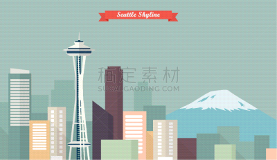 西雅图,城市天际线,商务,名声,太空,图像,雷尼尔雪山,酒店,中心,美国