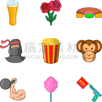 卡通,猴子,分离着色,可爱的,票,图像,象,自行车,节能
