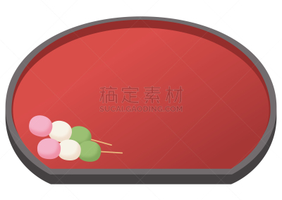 日本,餐具,红色,盘子,彩色图片,团子,三个物体,布置