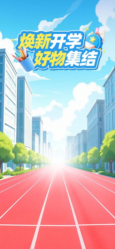 开学季简约感城市跑道直播背景AIGC