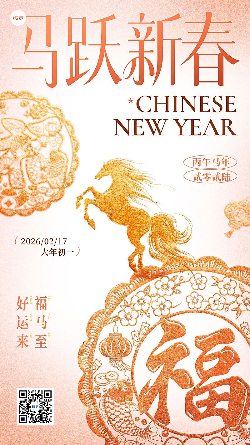 春节节日祝福金融保险喜庆感中式感竖版海报