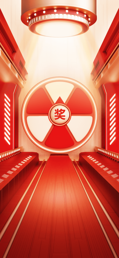 双十一大促红色空间隧道聚光灯直播背景