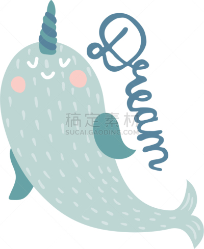 一角鲸,梦想,可爱的,野生动物,动物,儿童,乱画,时髦的,绘制,剪影