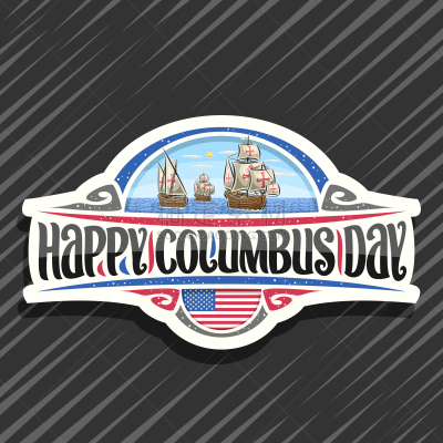 标签,矢量,哥伦布发现美洲纪念日,旅途,法定假日,事件,背景分离,科伦坡,复古风格,大西洋