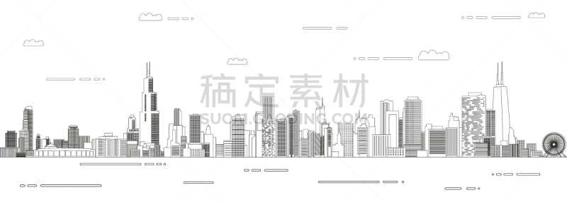 芝加哥市,背景,线条画,绘画插图,都市风景,矢量,高雅,城市生活,伊利诺斯州