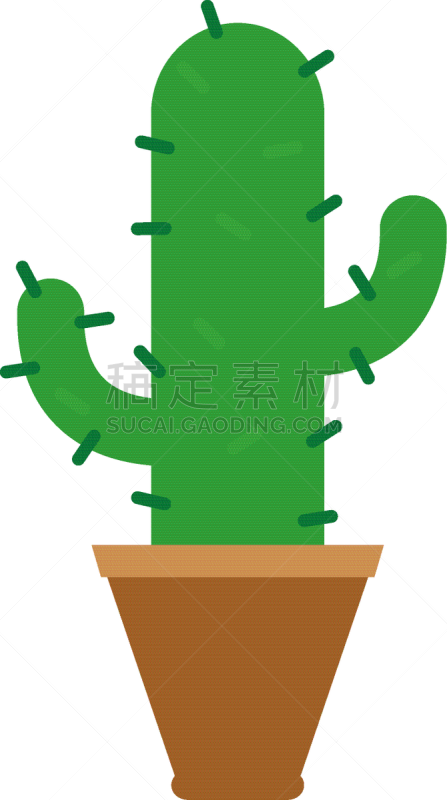 cactus inside pot flat design