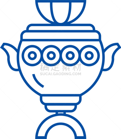 概念,俄式茶壶,标志,平坦的,线图标,茶,国内著名景点,传统,克里姆林宫