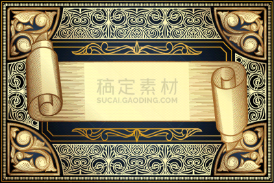 黄金,式样,华丽的,贺卡,华贵,边框,卷,复古风格,巴洛克风格,模板