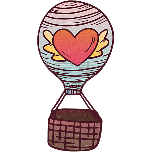 情人节卡通风插画-热气球