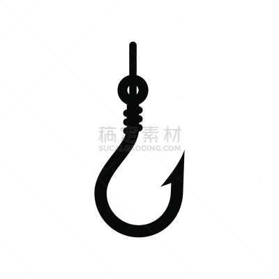 鱼钩,计算机图标,扁平化设计,商务,运动,一个物体,背景分离,简单,模板,针叶
