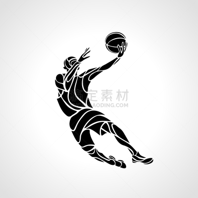 灌篮,篮球运动员,分离着色,运动,在上面,图像,半空中,矢量,剪影,休闲