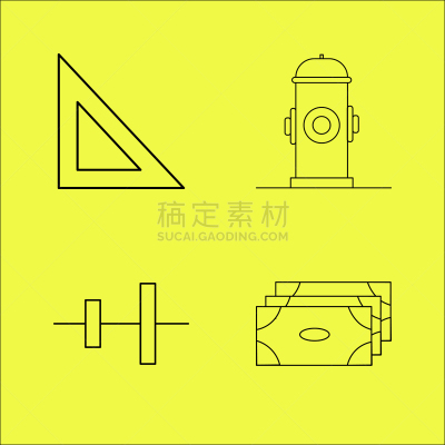 直的,图标集,矢量,三角板,图像,标志,消防栓,石洞壁画