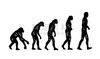 猴子,理论设计标签,男人,分离着色,轮廓,白色,人,野生动物,进化