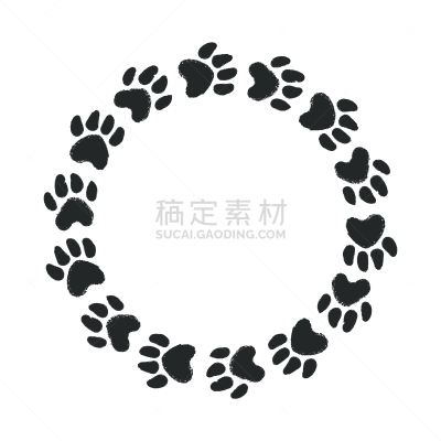 花环,狗,野生猫科动物,动物手,爪印,可爱的,脚印,背景分离,边框,野生动物