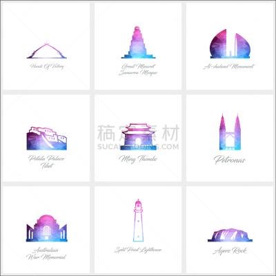 著名景点,计划书,国际著名景点,亚洲,名声,摩天大楼,图像,矢量,布置