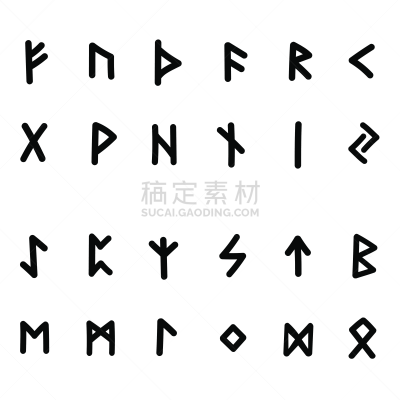 神符,文字,斯堪的纳维亚半岛,黑色,白色背景,秘密,远古的,符号,古老的,字母