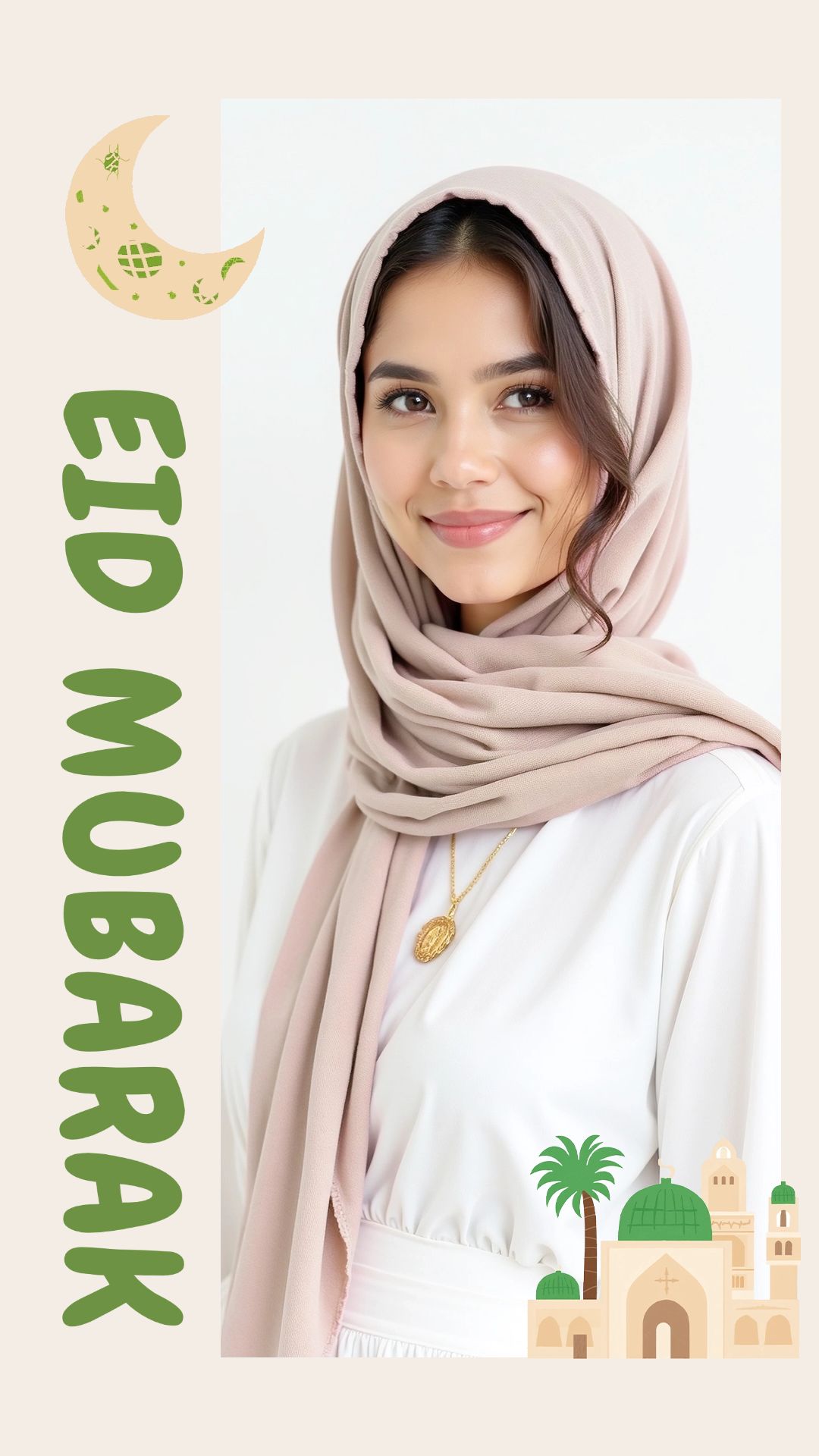 Eid Al Adha Beige Artistic Holiday Greetings Instagram Story Image