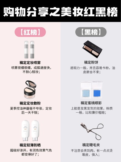 美妆避坑安利指南红黑榜对比图小红书封面
