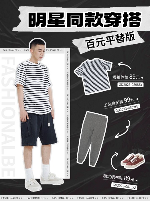 服饰箱包男装穿搭攻略ootd明星同款小红书配图预览效果