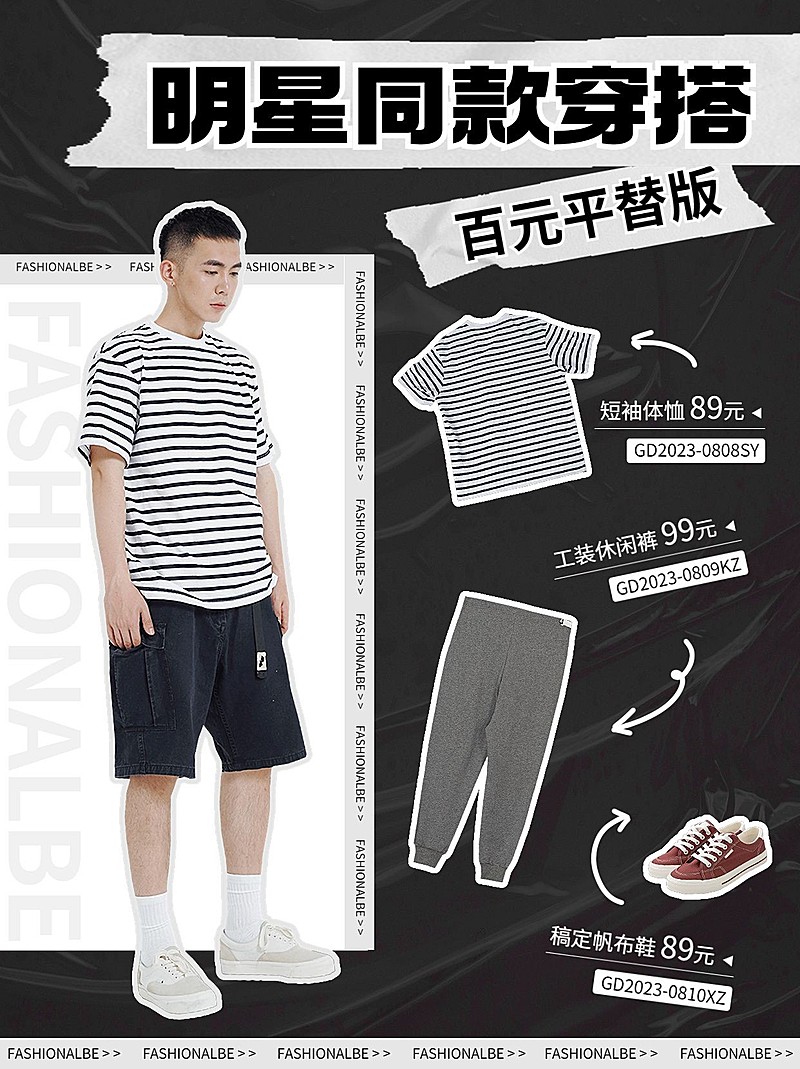 服饰箱包男装穿搭攻略ootd明星同款小红书配图