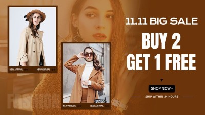 时尚质感双11跨境电商服装女装电商横版海报banner