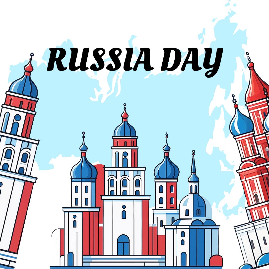 Russia Day Traditional Buildings Graphic Illustrations Holiday Greetings Instagram Post Image