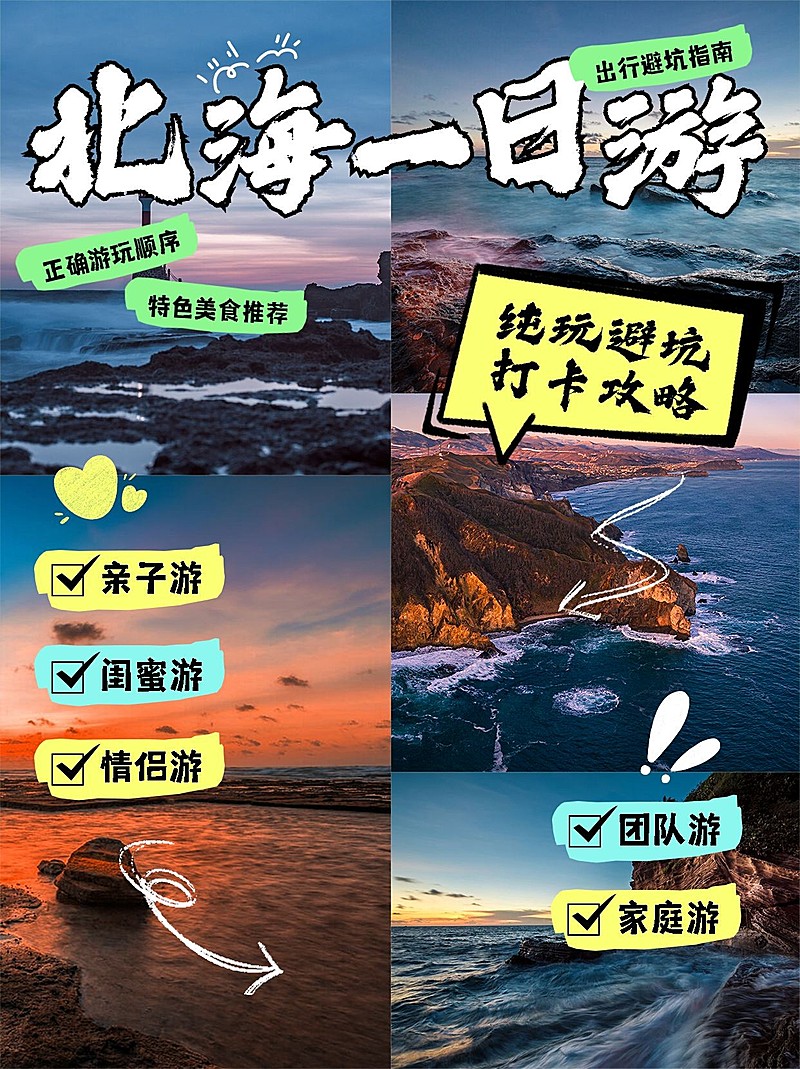 旅游攻略拼图宫格花字小红书封面