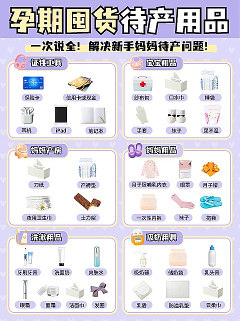 母婴待产产品清单科普小红书封面