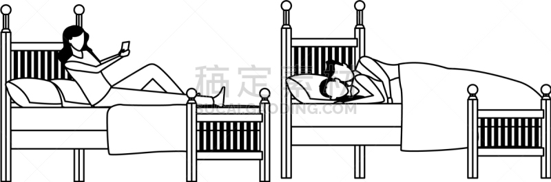 黑色,宿舍,床,伴侣,一对,白色,干净,柔和,无忧无虑,放松