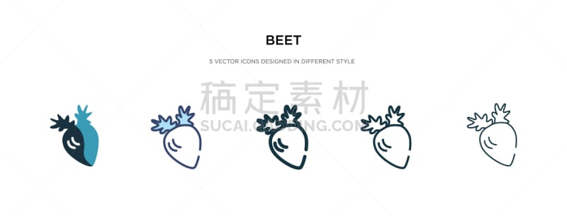 beet icon in different style two colored and