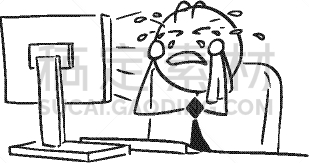 档案管理员,卡通,办公室职员,经理,商务,计算机,男商人,男人,不高兴的,哭