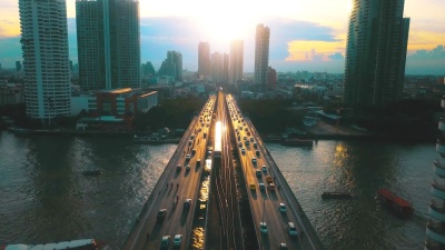 日落时曼谷的鸟瞰