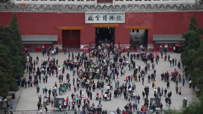 大角度特写故宫博物院(紫禁城)门