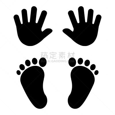 脚印,绘画插图,婴儿,手印,矢量,黑色,羊毛帽,可爱的,背景分离,小的