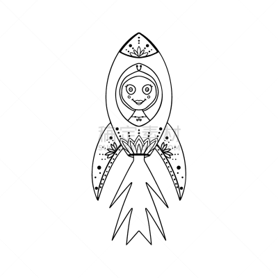 火箭,绘画插图,乱画,外星人,矢量,卡通,分离着色,手,白色背景,股票