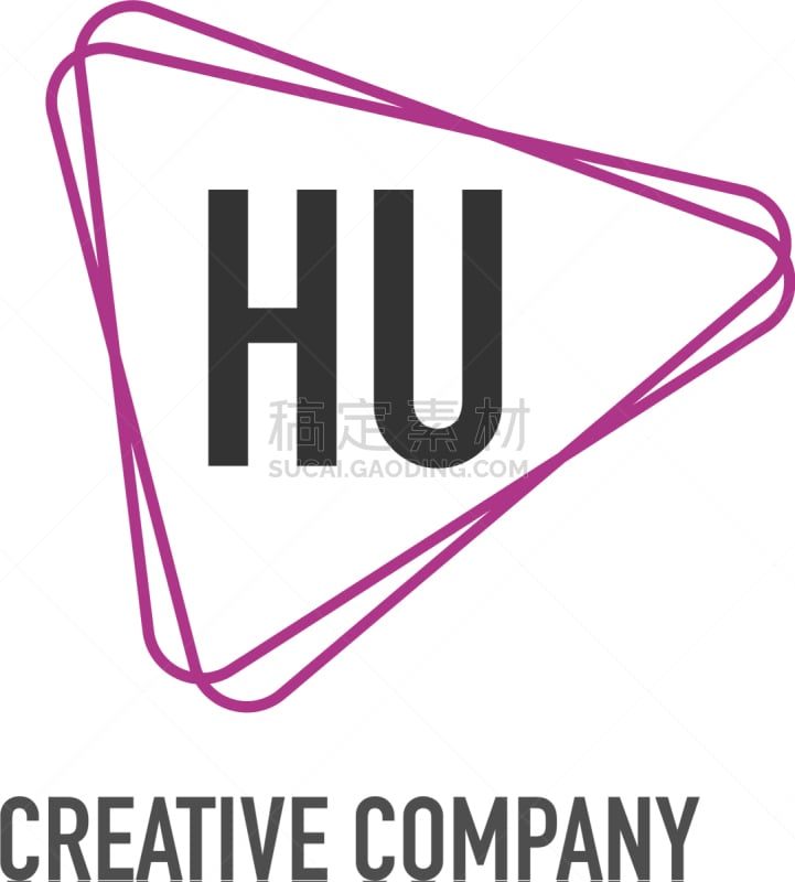 initial letter hu triangle design logo concept