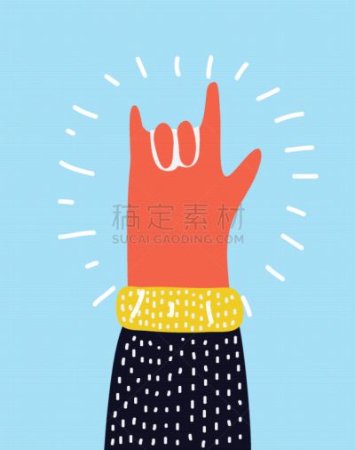 直的,时尚,举起手,重金属,拇指,食指,朋克,人,男人,白色
