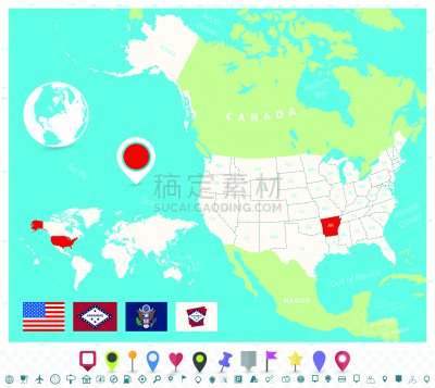 符号,美国,阿肯色州,方向,轮廓,商务,灰色,阿肯色州州旗,图像,矢量