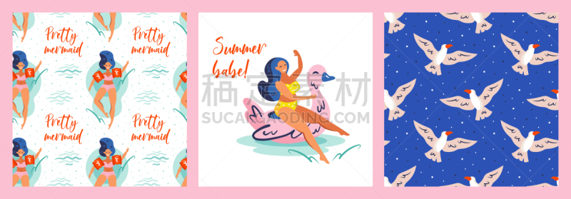 可爱的,夏天,婴儿,天空,鸟类,美人鱼,海鸥,活力,飞