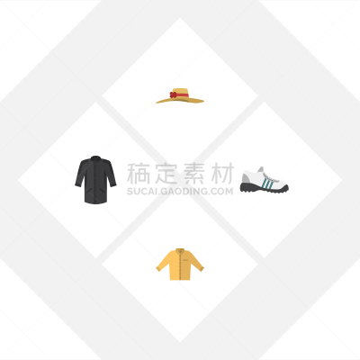 外衣,高雅,头饰,榕树,平坦的,计算机图标,衣服,白色,红色,布置