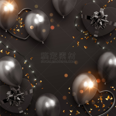 照明设备,背景,礼物,黄金,气球,式样,明亮,黑色,心型,庆祝