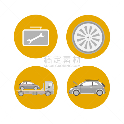 汽车,分离着色,平坦的,计划书,模板,拖运卡车,设备用品,电池,漏气轮胎,服务