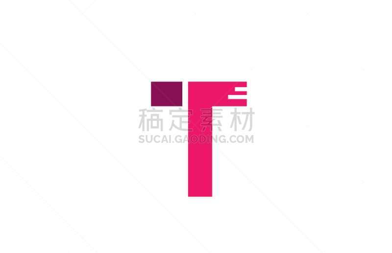 pink white alphabet letter t logo design icon for