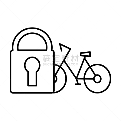 安全,细的,自行车,轮廓,挂锁,计算机图标,矢量,马蹄铁,平衡折角灯,锁