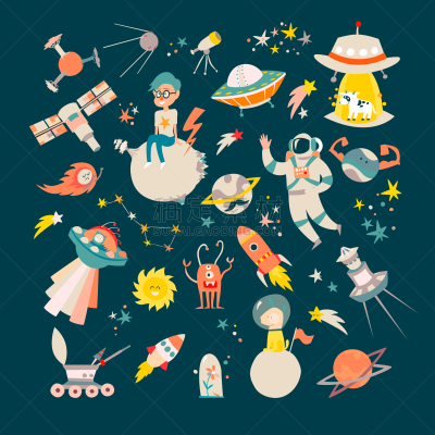 绘画插图,卡通,太空,计算机图标,矢量,秘密,可爱的,船,太空船,休闲游戏